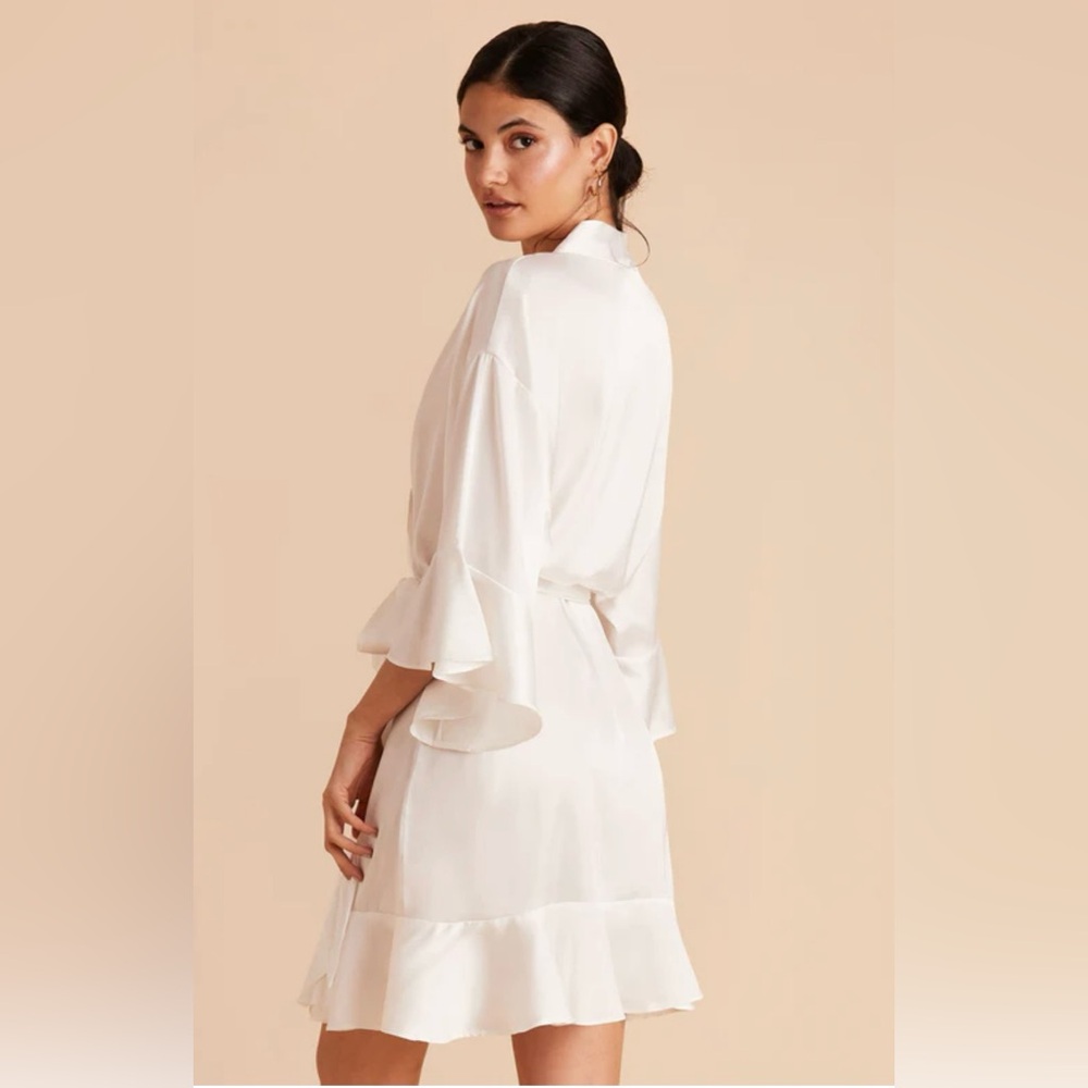 Birdy Grey White Satin Ruffle Robe